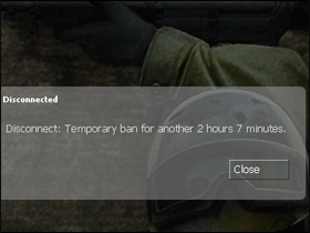 The remaining ban time is displayed to the player